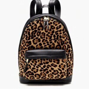 J.Crew Harper Backpack Animal Print Italian Leather Calf Hair Black Brow